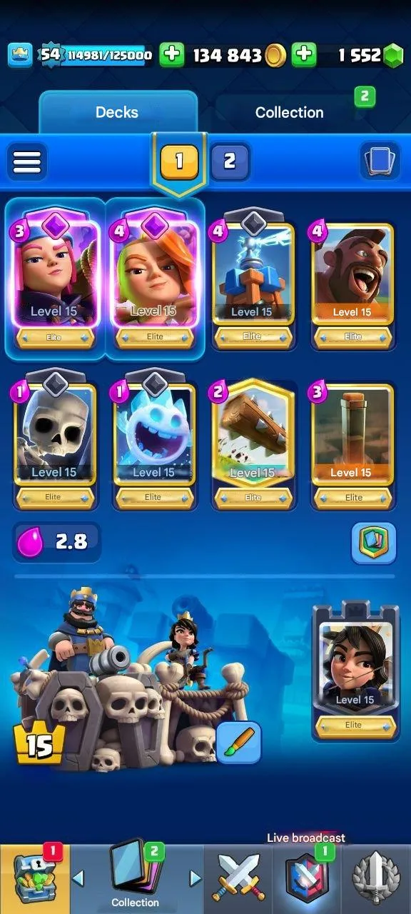 CR505 Maxed Level 15 Deck Account | 13185 Trophies | 1500 Gems | 39 Emotes | 7 Tower Skins